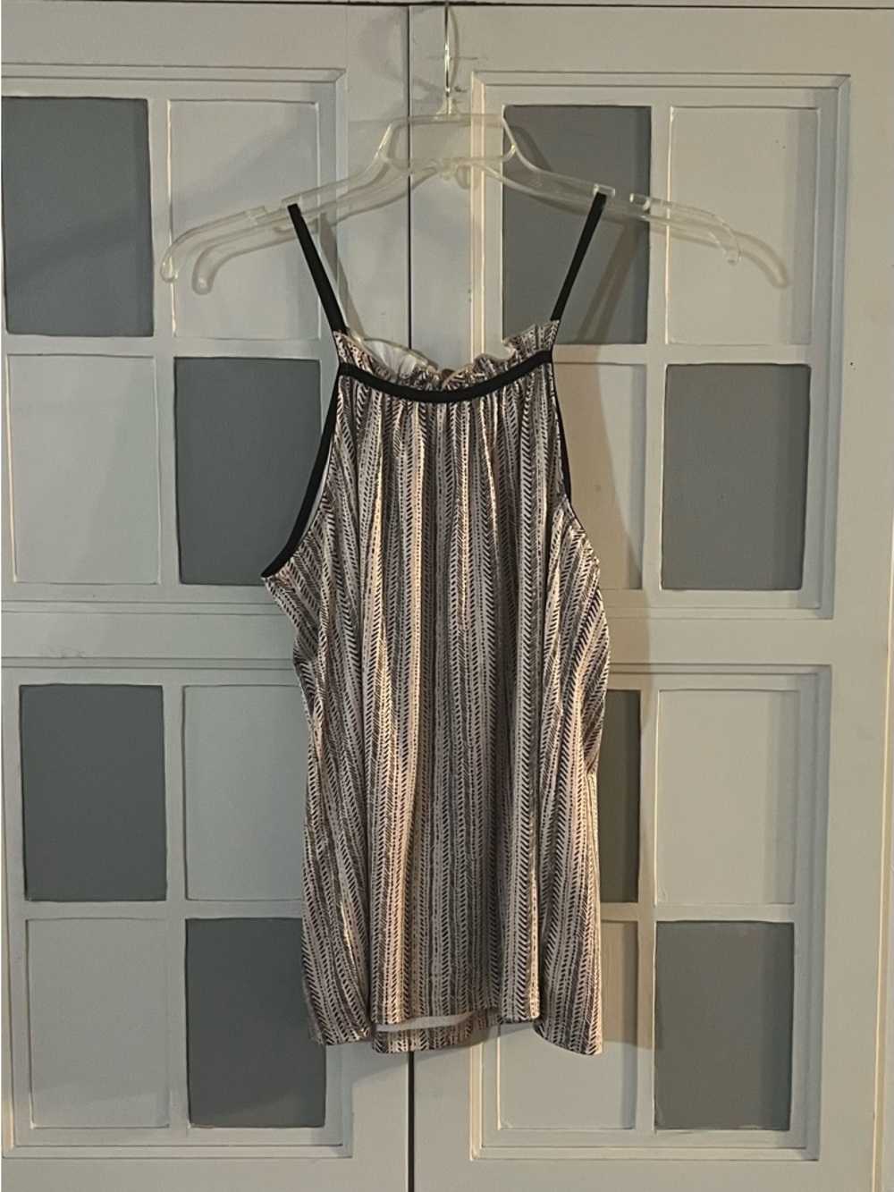 Striped Black & Khaki Halter-Style Tank Top